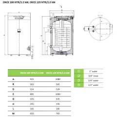 Kombinētais boileri Dražice OKCE 125NTR 2.2 kW